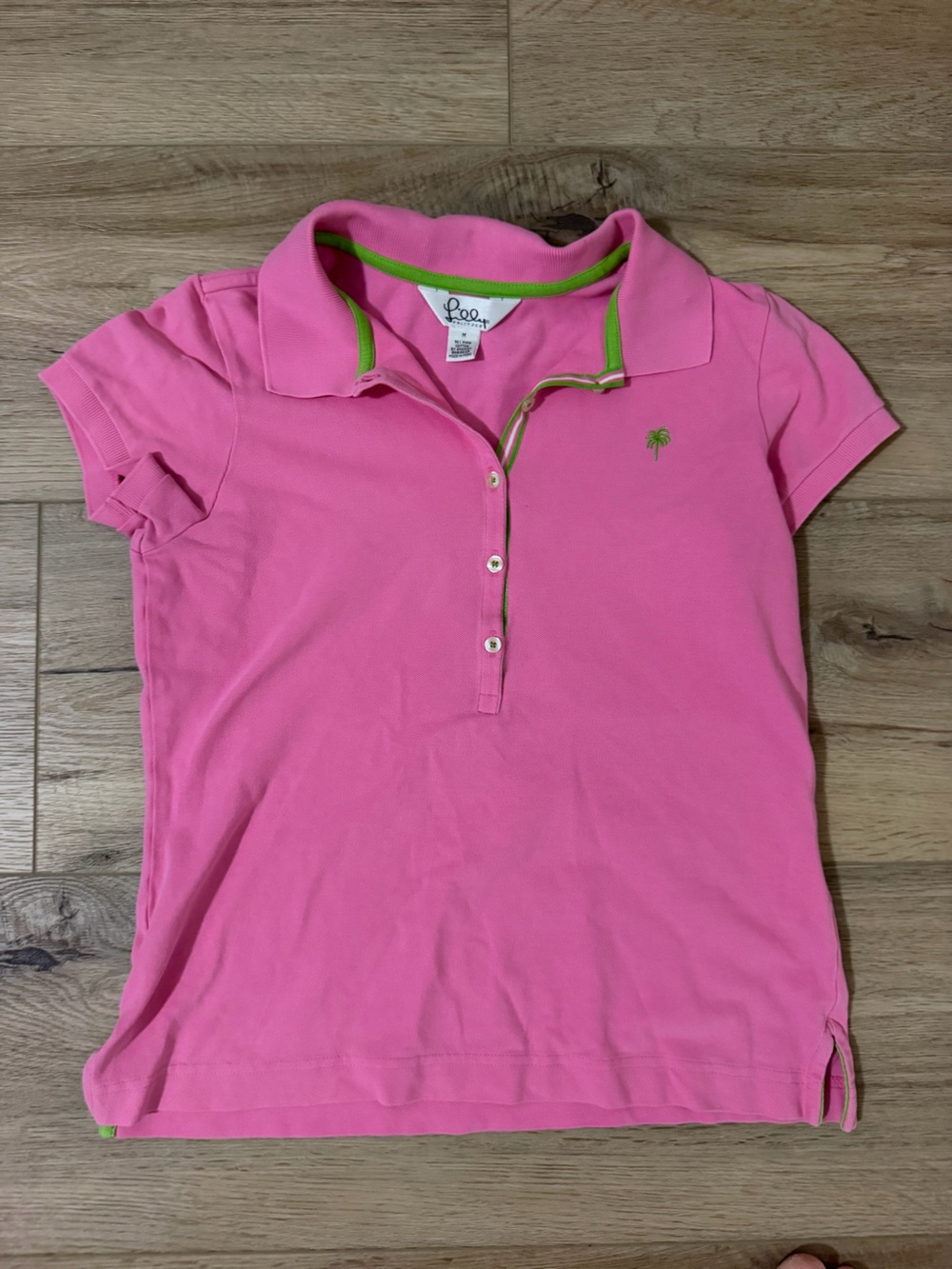 Lilly Pulitzer Bright Pink Polo with Lime Trim